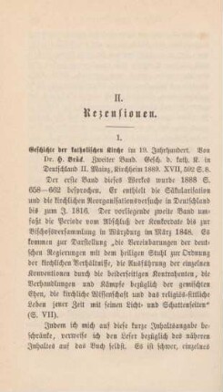 488-491 [Rezension] Brück, Heinrich, Vom Abschlusse der Concordate bis zur Bischofsversammlung in Würzburg im März 1848