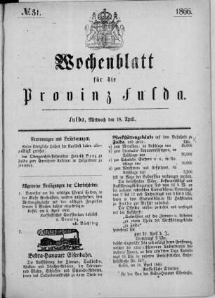 Nr. 31, Ausgabe vom 18. April 1866