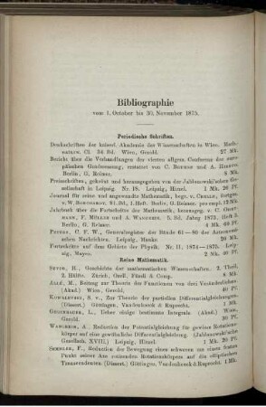 Bibliographie vom 1. October bis 30. November 1875.