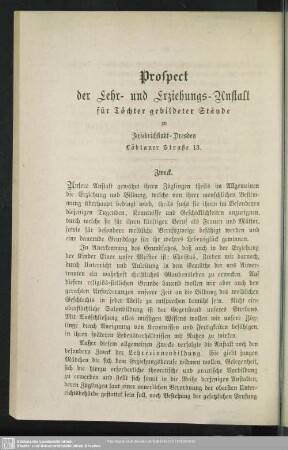 Prospect der Lehr- und Erziehungs-Anstalt