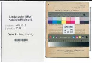 Entnazifizierung Hedwig Geilenkirchen , geb. 20.04.1906 (Geschaeftsleiterin)