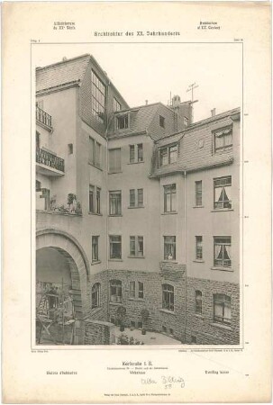 Billing, Hermann; Karlsruhe, Stephanienstr. 94-96; Haus Billing und Helmle, Torbau - Haus Billing, Rückseite