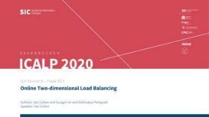 Online Two-dimensional Load Balancing: Q/A Session B - Paper B2.E