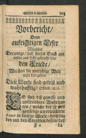 Vorbericht/ Dem aufrichtigen Leser ...