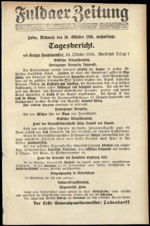 Ausgabe vom Mittwoch, den 18. Oktober 1916.