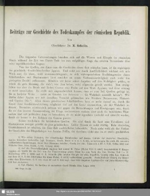 Beiträge zur Geschichte des Todeskampfes der römischen Republik