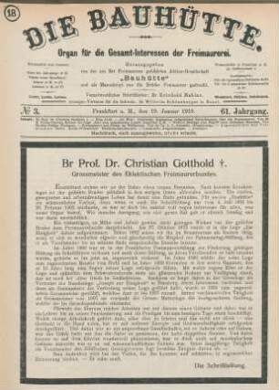 No 3. Frankfurt a. M., den 19. Januar 1918. 61. Jahrgang.