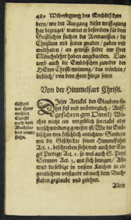 Von der Himmelfart Christi.
