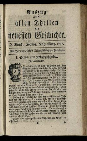 X. Stück, Coburg, den 5. Merz, 1757.