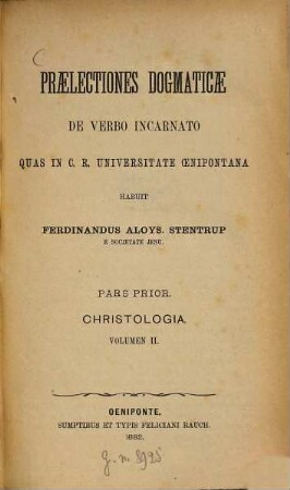 Praelectiones dogmaticae, 1,2