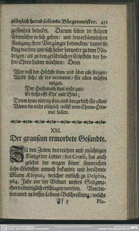 XXI. Der grausam ermordete Gesandte