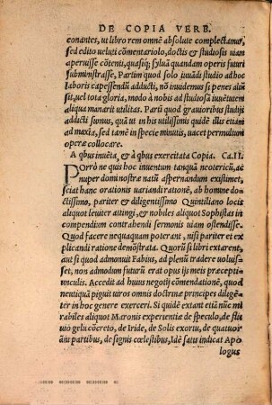 D. Erasmi Roterodami, De duplici Copia, Verborum ac Rerum Commentarij duo : plerisq[ue] in locis aucti