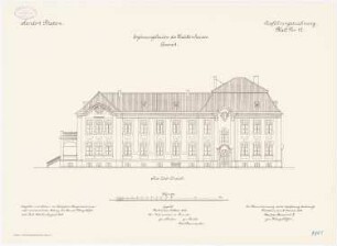 Kadettenhaus der Garnison Potsdam Ergänzungsbauten: Lazarett: Aufriss Südwestansicht 1:100