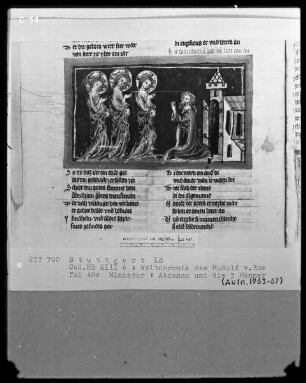Weltchronik - Bruder Philipp — ---, Folio 1recto-256recto---, Folio 1recto-256rectoAbraham und die drei Engel, Folio 48verso