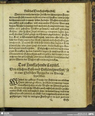 Das Funffzehende Capitel. Von etlichen Gifft- und Pestilenzwassern, so in einer Fürstlichen Apothecken im Vorrath seyn sollen