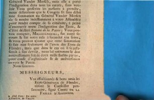 Copie D'une Lettre des Etats Généraux de la Flandre adressée au Congrès : en date du 2 Avril 1790