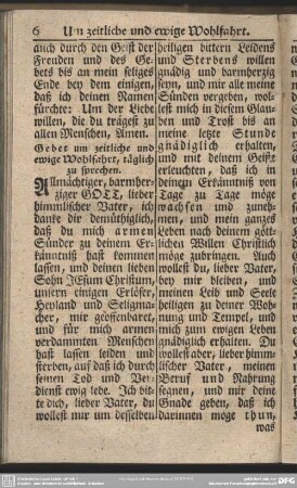 Gebet um zeitliche und ewige Wohlfahrt, täglich zu sprechen