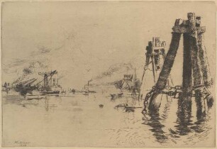 Hafen Flensburg mit Dückdalben