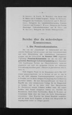 Berichte über die nichtständigen Kommissionen.
