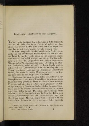 Einleitung. Eintheilung der Aufgabe.