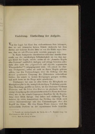 Einleitung. Eintheilung der Aufgabe.