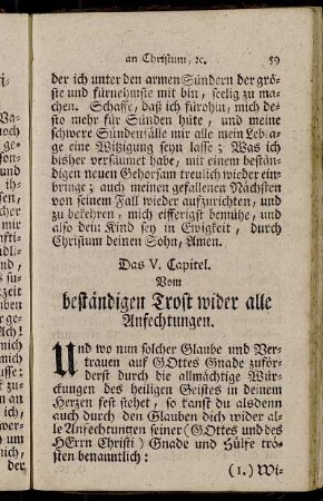 Das V. Capitel. Vom beständigen Trost wider alle Anfechtungen