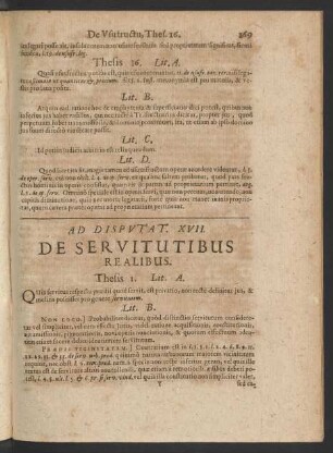 Ad Disputat. XVII. De Servitutibus Realibus