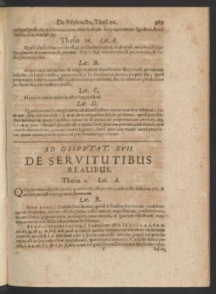 Ad Disputat. XVII. De Servitutibus Realibus