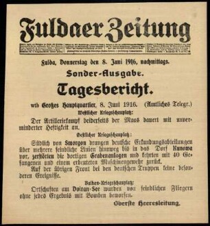 Ausgabe vom Donnerstag, den 08. Juni 1916.