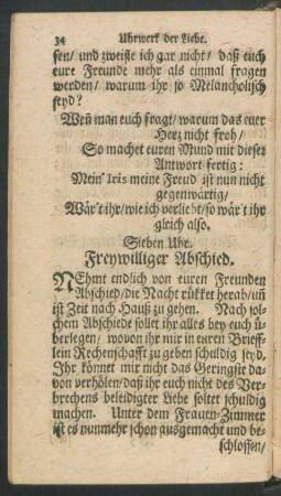 Sieben Uhr. Freywilliger Abschied.