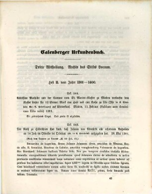 Calenberger Urkundenbuch Wilhelm von Hodenberg Abtheilung 1. 5 - 9, 2