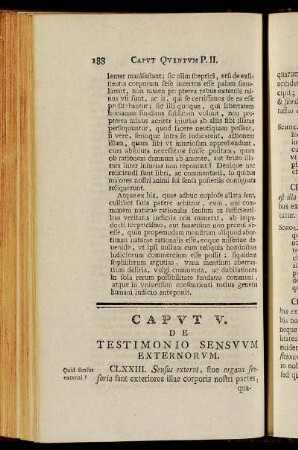 Caput V. De Testimonio Sensuum Externorum.