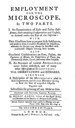 Employment for the microscope
