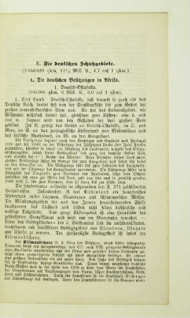 E. Die deutschen Schutzgebiete