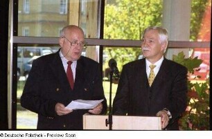 Dialog Dr. Rudolf Pörtner (Geschäftsführer Studentenwerk Dresden) und Dr. Thomas Bürger (SLUB)