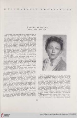 33: Danuta Muszanka : (16. XI. 1923 - 12. I. 1970)