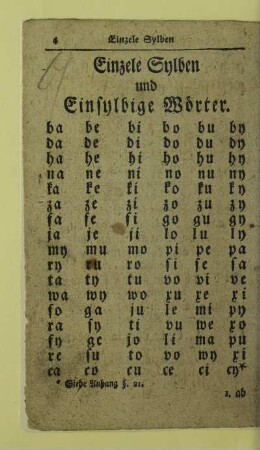 Einzele Sylben und Einsylbige Woerter