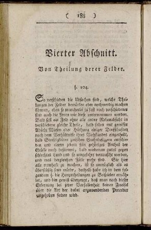 Vierter Abschnitt. Von Theilung derer Felder.