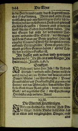 XLIII. Die Ehre deß Friedfertigen.