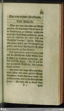 Der vierzehnte Abschnitt. Eine Aufgabe