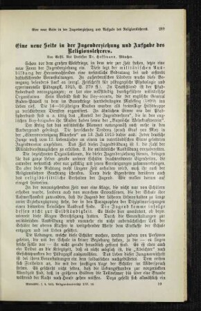 ¬Eine¬ neue Seite in der Jugenderziehung und Aufgabe des Religionslehrers