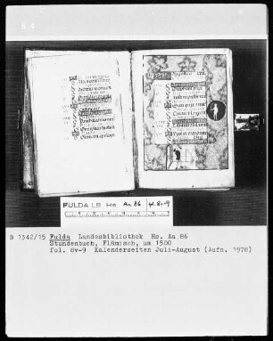 Stundenbuch — Kalenderseite August, Folio 9recto
