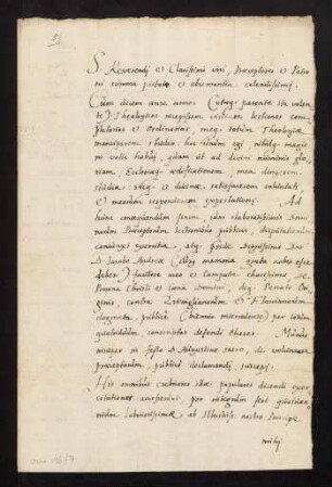 "Eberhard(us) Bidembach [Bidenbach] petit lectionem cursoriam", Brief vom 3. Februar 1591.