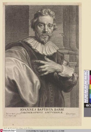 Ioannes Baptista Barbé [Porträt des Kupferstechers Jean Baptist Barbé; Jena Baptist Barbé; Portret van Jean Baptiste Barbé]