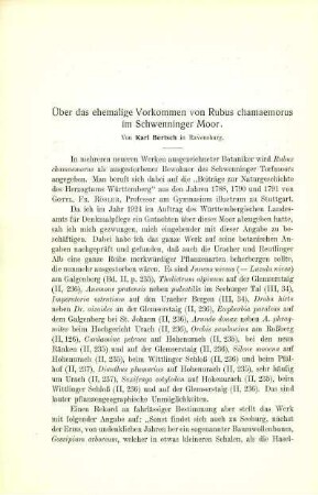 Über das ehemalige Vorkomen von Rubus chamaemorus im Schwenninger Moor