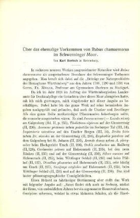 Über das ehemalige Vorkomen von Rubus chamaemorus im Schwenninger Moor