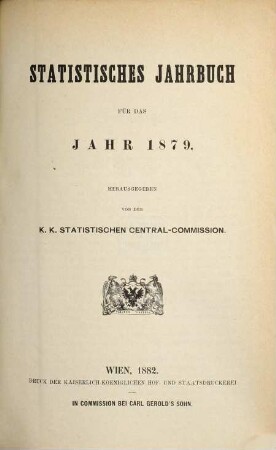 Statistisches Jahrbuch : für das Jahr ..., 1879 (1882)