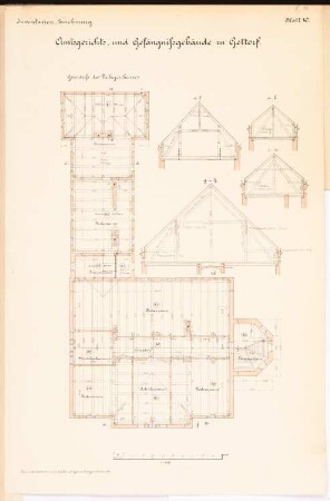 Amtsgericht, Gettorf: Grundriss DG, Schnitte 1:100
