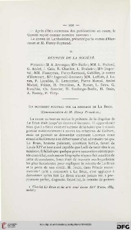 12: Un document nouveau sur la disgrace de Le Brun : communication de Henry Prunières
