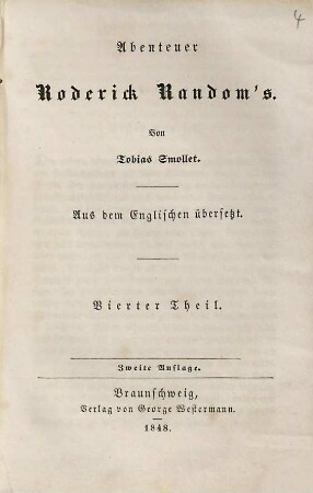 Abenteuer Roderick Random's : In vier Theilen, 4